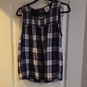 Knox Rose Plaid Sleeveless Blouse - Black, White, Red
